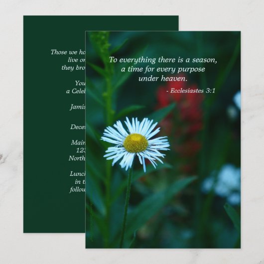 Invitation Célébration de la vie Invitation, Citation de l'éc (Devant / Derrière)