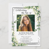 Invitation Célébration de la vie Invitation, service commémor (Devant)