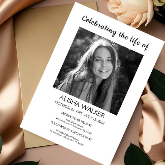 Invitation Célébration de la vie Invitation, service commémor