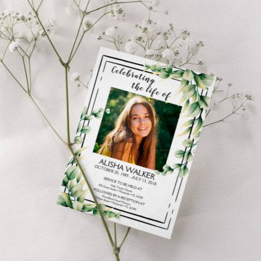 Invitation Célébration de la vie Invitation, service commémor