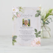 Invitation Célébration de la vie Jolie Floral Funeral Photos (Debout devant)