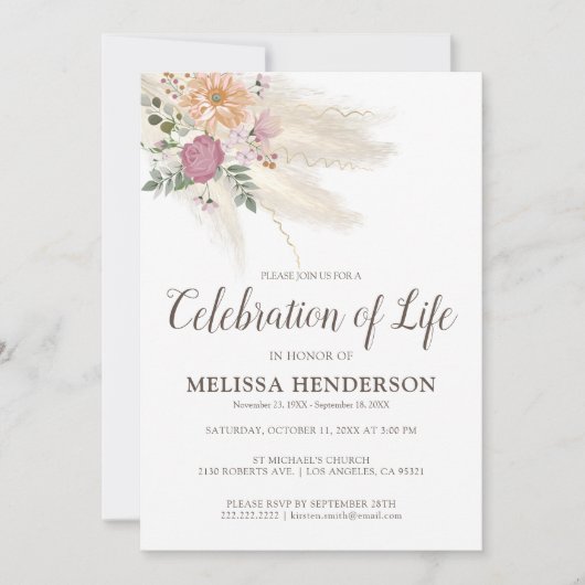 Invitation Célébration de la vie | Mémorial (Devant)