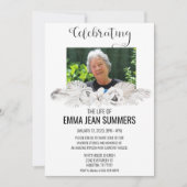 Invitation Célébration de la vie Mémorial Photo Boho White (Devant)