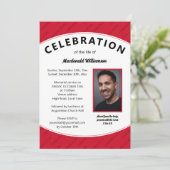 Invitation CÉLÉBRATION DE LA VIE Mémorial photo rouge (Debout devant)