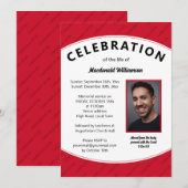 Invitation CÉLÉBRATION DE LA VIE Mémorial photo rouge (Devant / Derrière)