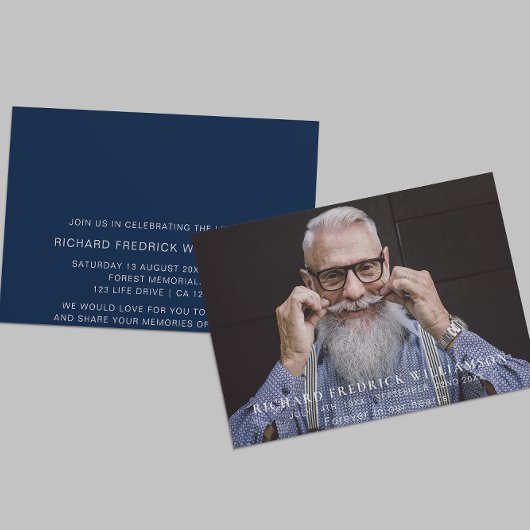 Invitation Célébration de la vie moderne photo funérailles