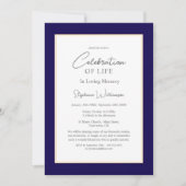Invitation Célébration de la vie Navy & Or (Devant)