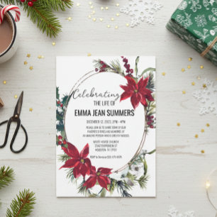 Invitation Célébration de la vie Noël Poinsettia