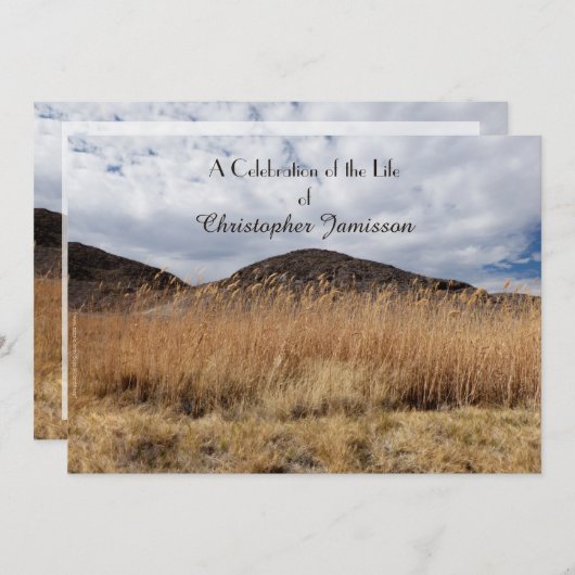 Invitation Célébration de la vie, Nom, Grain in the Breeze (Devant / Derrière)