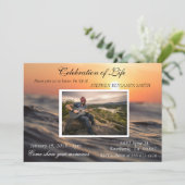 Invitation Célébration de la vie Ocean Lake Sunset Photo (Debout devant)