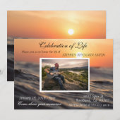Invitation Célébration de la vie Ocean Lake Sunset Photo (Devant / Derrière)