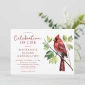 Invitation Célébration de la vie par le cardinal Red Bird (Debout devant)