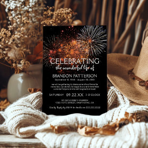 Invitation Célébration de la vie par les feux d'artifice Fu