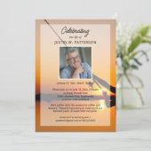 Invitation Célébration de la vie Pêche Thème Photo Funéraille (Debout devant)