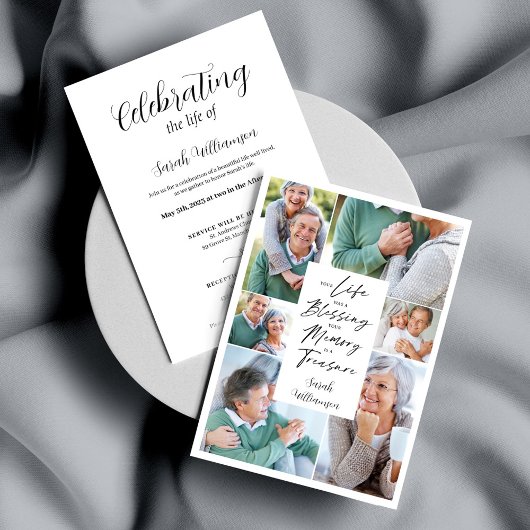 Invitation Célébration de la vie Photo Collage Funeral Memori