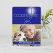 Invitation Célébration de la vie photo de croix chrétienne bl (Debout devant)