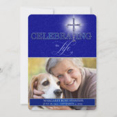 Invitation Célébration de la vie photo de croix chrétienne bl (Devant)