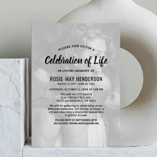 Invitation Célébration de la vie Photo de mémorial funérair