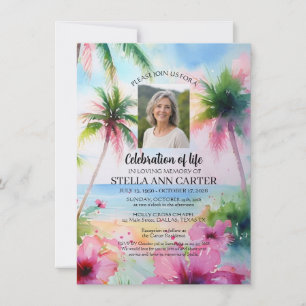 Invitation Célébration de la vie Photo Hawaii Fleurs Funérail