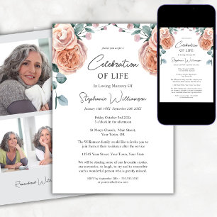 Invitation Célébration de la vie - Photo Peach Funérailles Ro