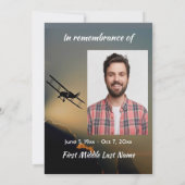 Invitation Célébration de la vie Photo Pilote Avion Vol (Dos)