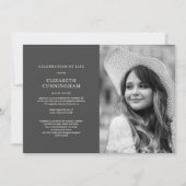 Invitation Célébration de la vie Photo simple et élégante (Devant)