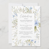 Invitation Célébration de la vie Plutôt Bleu Floral Funéraill (Devant)