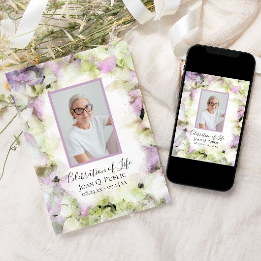 Invitation Célébration de la vie presque rose Hydrangea