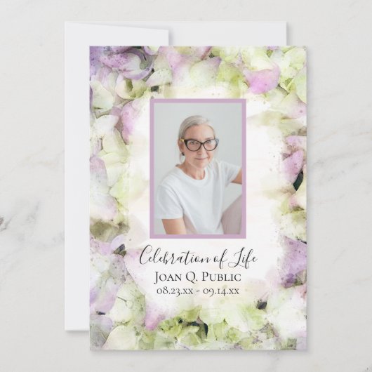 Invitation Célébration de la vie presque rose Hydrangea (Devant)