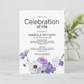 Invitation Célébration de la vie Purple Floral Funeral Memori (Debout devant)