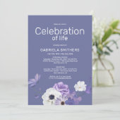 Invitation Célébration de la vie Purple Floral Funeral Memori (Debout devant)