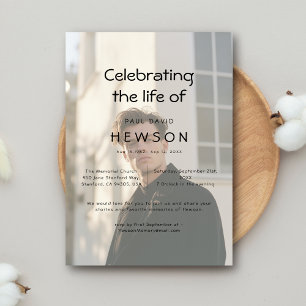 Invitation Célébration de la vie Revêtement Photo Funéraire M