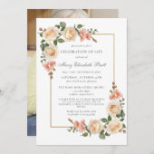 Invitation Célébration de la vie rose Photo funéraire (Devant / Derrière)