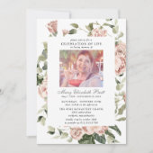 Invitation Célébration de la vie rose rose Rose photo florale (Devant)