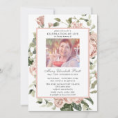 Invitation Célébration de la vie rose rose Rose photo florale (Devant)