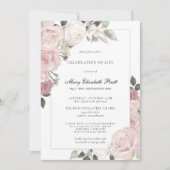 Invitation Célébration de la vie rose rose rose rousse Rustiq (Devant)