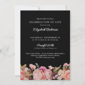 Invitation Célébration de la vie Roses roses et pivoines flor (Dos)