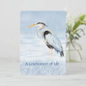 Invitation Célébration de la vie Service Great Blue Heron Bir (Debout devant)