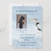 Invitation Célébration de la vie Service Great Blue Heron Bir (Dos)