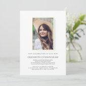 Invitation Célébration de la vie Simple Chic Elégant Photo (Debout devant)