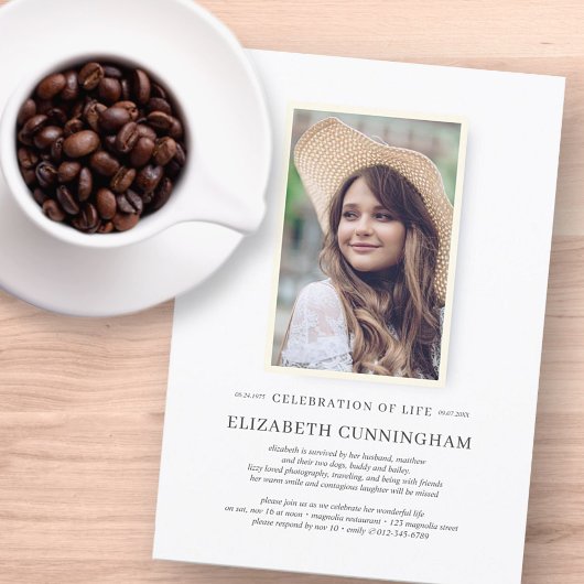 Invitation Célébration de la vie Simple Chic Elégant Photo