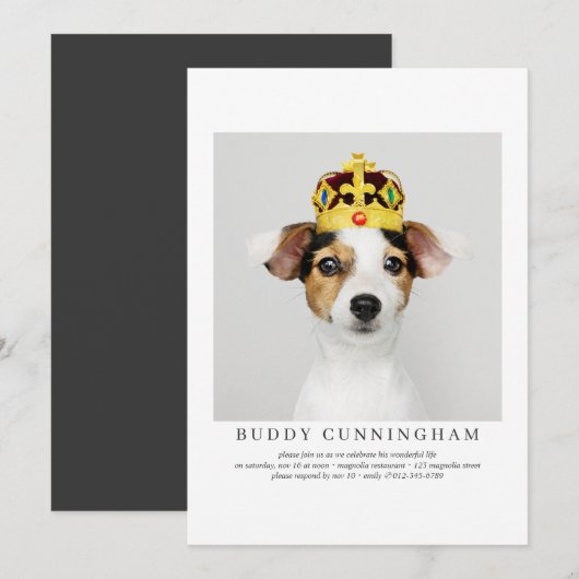 Invitation Célébration de la vie Simple Elegant Pet Photo (Devant / Derrière)