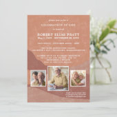 Invitation Célébration de la vie Terracotta Boho Paysage (Debout devant)