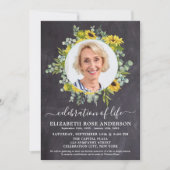 Invitation Célébration De La Vie Tournesol Eucalyptus Photo (Devant)