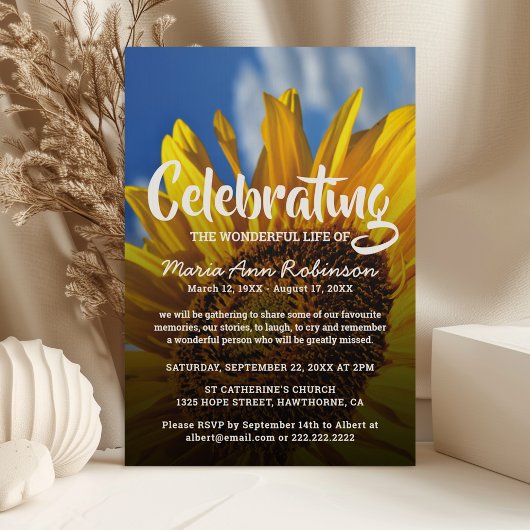 Invitation Célébration de la vie | Tournesol vibrant