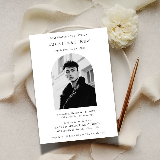 Invitation Célébration de la vie typographie Photo d'arche Ob