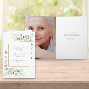 Invitation Célébration de la vie verte Funérailles florales p