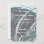 Invitation Célébration de la vie voitures anciennes Véhicules (Dos)