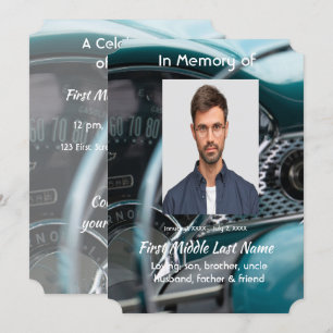 Invitation Célébration de la vie voitures anciennes Véhicules