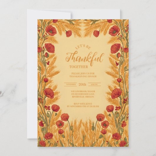 Invitation Célébration de l'Action de grâce du blé d'or (Devant)